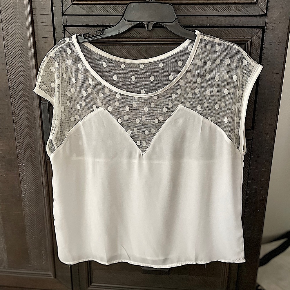 White polka dot sheer blouse
